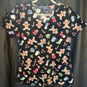 Black Gingerbread Nursing Scrub Shirt